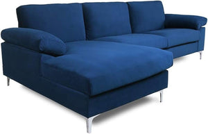 Canapé d'angle bleu fond blanc