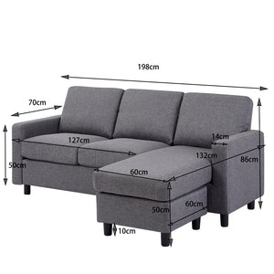 Canapé modulable avec pouf gris dimensions
