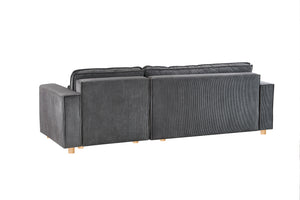Canapé d'angle en velours côtelé gris foncé 4 places