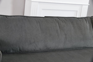 Canapé  d'angle en velours côtelé gris foncé zoom 5