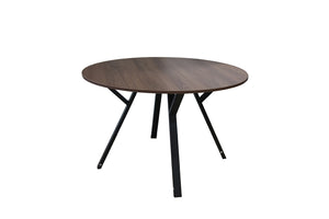 Table ronde 4 places en bois et pieds noirs