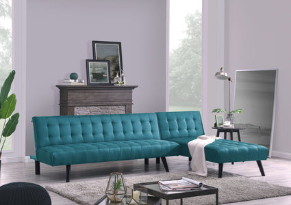 canapé d'angle bleu canard