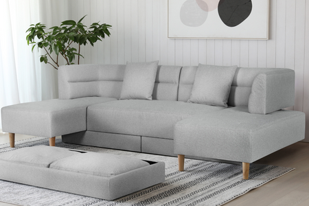 Canapé modulable et convertible Berga gris en tissu