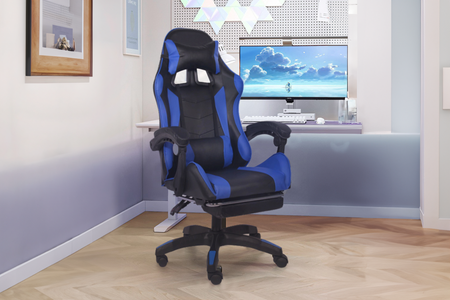 chaise gaming massante repose pied ultim bleu ambiance concept usine