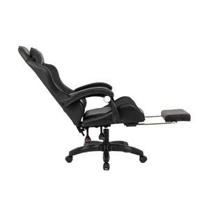 Chaise gaming massante noire avec repose pieds ultim - fond blanc 3