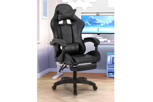Chaise gaming massante noire avec repose pieds ultim