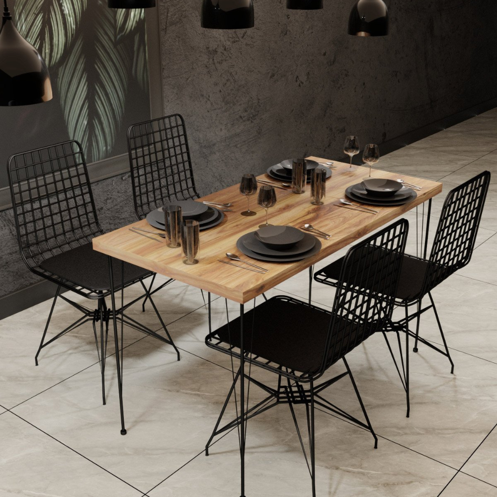 Ensemble repas table et chaises industriel Square – Concept Usine