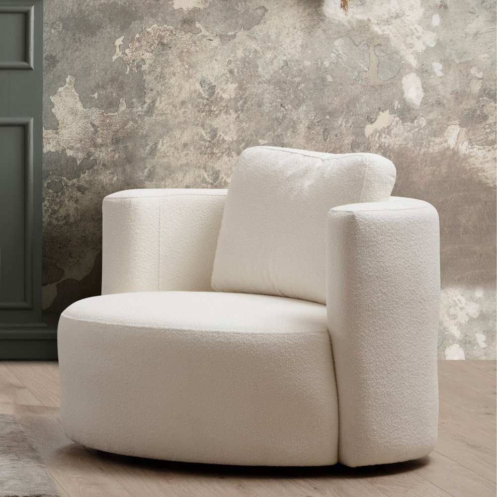 Fauteuil bouclette crème