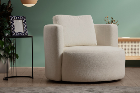 Fauteuil blanc bouclettes olsen rectangle