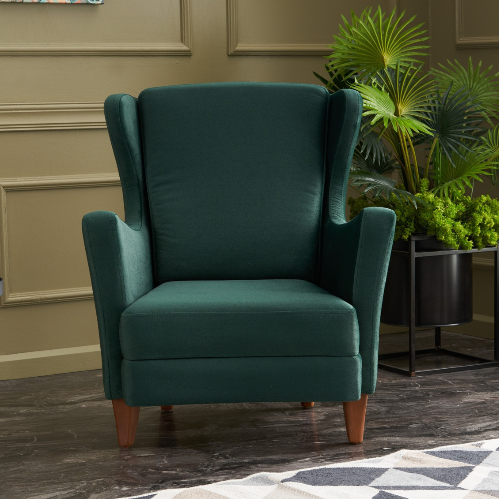 Fauteuil à oreilles en velours