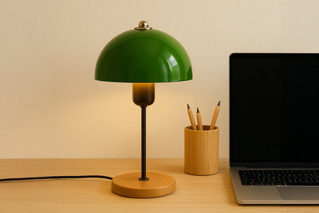 Lampe de table champignon vert 35cm Agnes photo d'ambiance