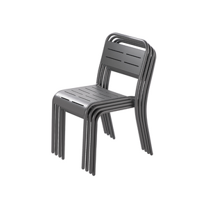 Lot de 4 chaises en acier bergame gris foncé  fond blanc 