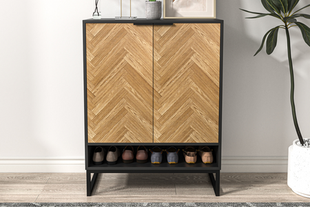 meuble d'entrée en bois avec portes rectangle