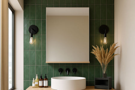 Miroir rectangulaire avec plateau bois clair Greeley photo d'ambiance