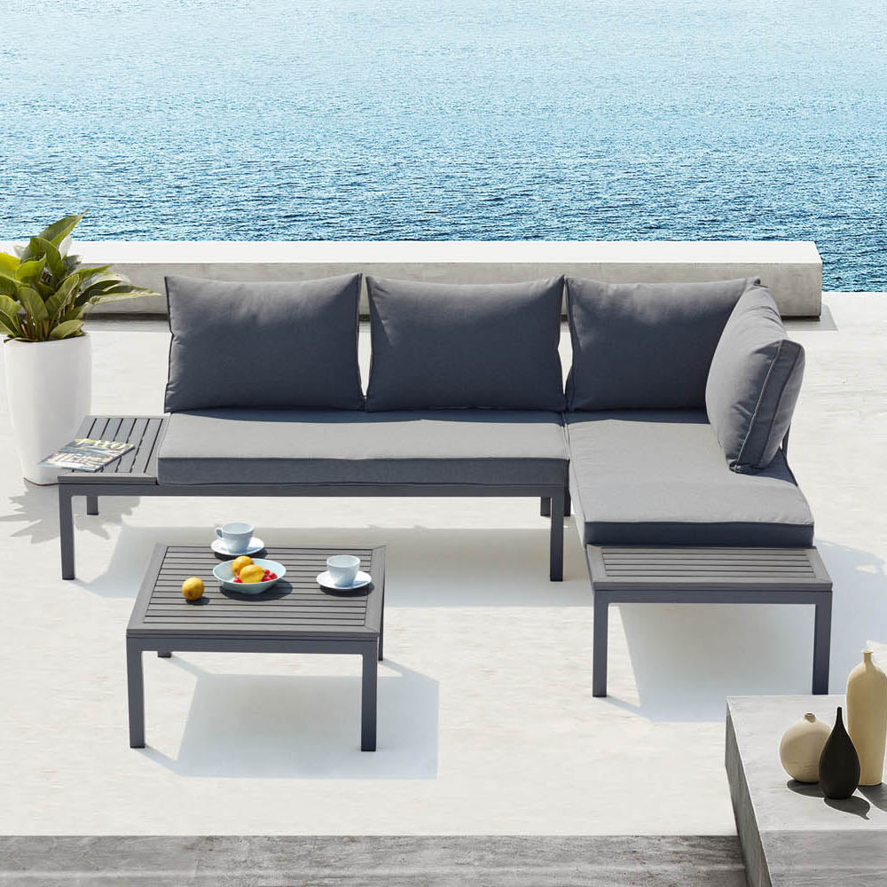 Salon de jardin aluminium et acier Blanc & Gris Lolea – Concept Usine