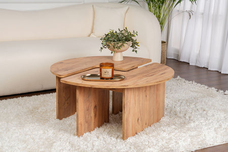 Table basse ronde duo pin atlantique 90cm Azus photo d'ambiance