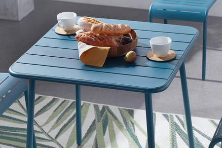 Table de jardin 4 personnes carrée Bergame Bleu