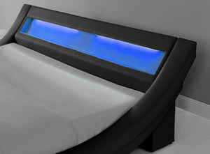 cadre de lit simili avec LED intégrés 160 x 200 cm zoom 1 Noir 