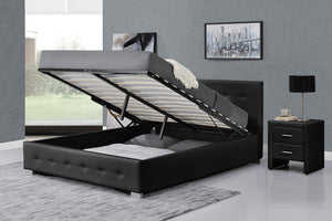 structure de lit design 140 x 190 cm Noir avec coffre de rangement Newington zoom 1