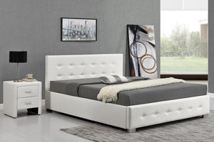 structure de lit design Newington 160 x 200 Blanc avec coffre de rangement 