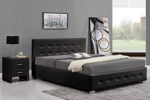 structure de lit design Newington tapizada en Noir 160x200 avec coffre de rangement 
