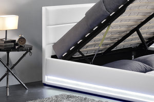 structure de lit avec rangement LED 140x190 cm Blanc New york zoom 1
