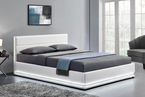 structure de lit avec rangement LED Blanc New york 160x200 cm 