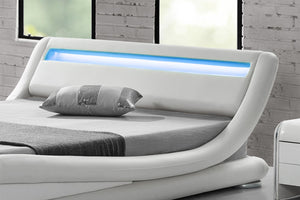 Structure de lit en simili Blanc avec LED intégrés 160 x 190 cm zoom 