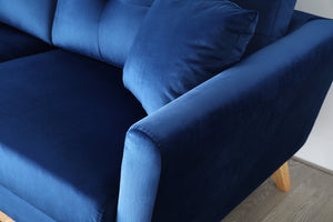 Canapé de style scandinave velours Hoga Bleu