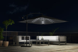 parasol déporté de 3 x 3 m avec LED Solenzara Bulle Gris