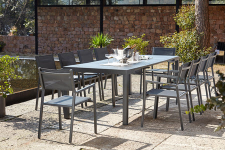 console extensible en aluminium et 10 chaises