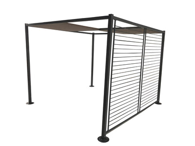 Pergola avec 4 toiles de 3 x 3 m Couleur Gris et Taupe