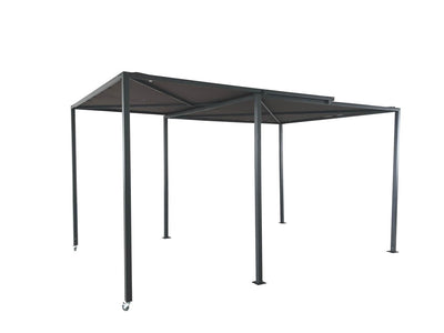 Pergola coulissante avec roues Gris foncé et Taupe Gibara