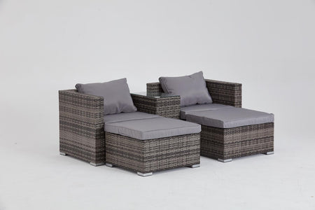 salon de jardin en résine de 4 places gris foncé