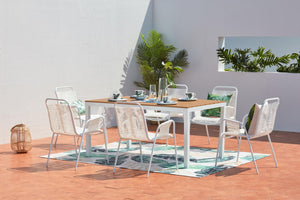 salon de jardin en aluminium + 6 chaises en corde