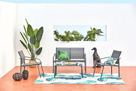 meubles de jardin bas en métal pour 4 personnes Etiora