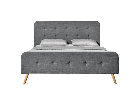 structure de lit de style scandinave avec pieds en bois- 140 x 190- Gris foncé