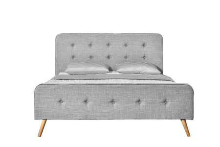 structure de lit de style scandinave avec pieds en bois- 160 x 200- Gris clair