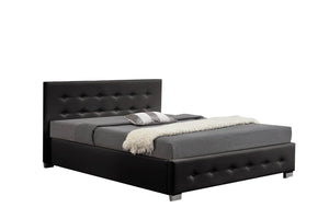 structure de lit design tapizada en Noir 160x200 avec coffre de rangement Newington