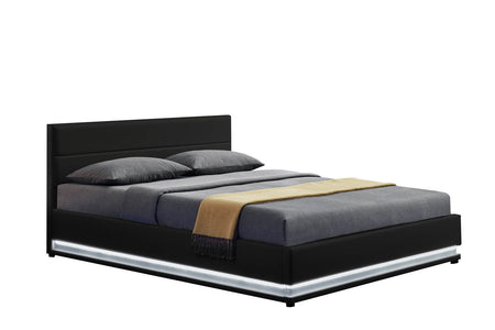 structure de lit avec rangement LED 160x200 cm Noir New york
