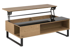 table basse de style industriel Noir et bois elevable Ela 