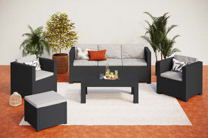 meubles de jardin en résine tressée gris anthracite design Tropéa