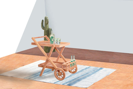 Desserte en bois teck avec roues Kereta