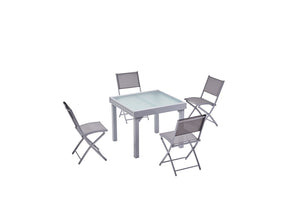 Ensemble table de jardin en aluminium livré avec 4 chaises en acier Molvina