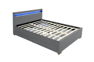 cadre de lit en velours gris avec led intégrés 160x200 cm