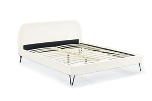 cadre de lit en velours beige de 140 cm