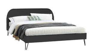 cadre de lit en velours noir 160 sur fond Blanc