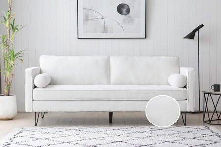 canapé droit en bouclette et pieds métal