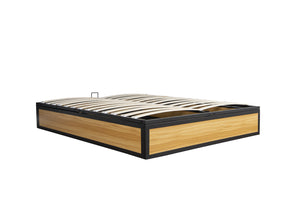 lit coffre au style industriel bois et métal 160x200 cm