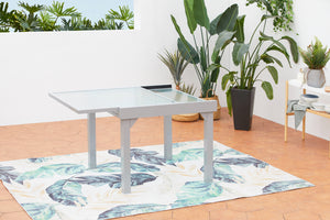 lot de table de jardin en aluminium extensible avec 4 chaises en acier Molvina table deployée